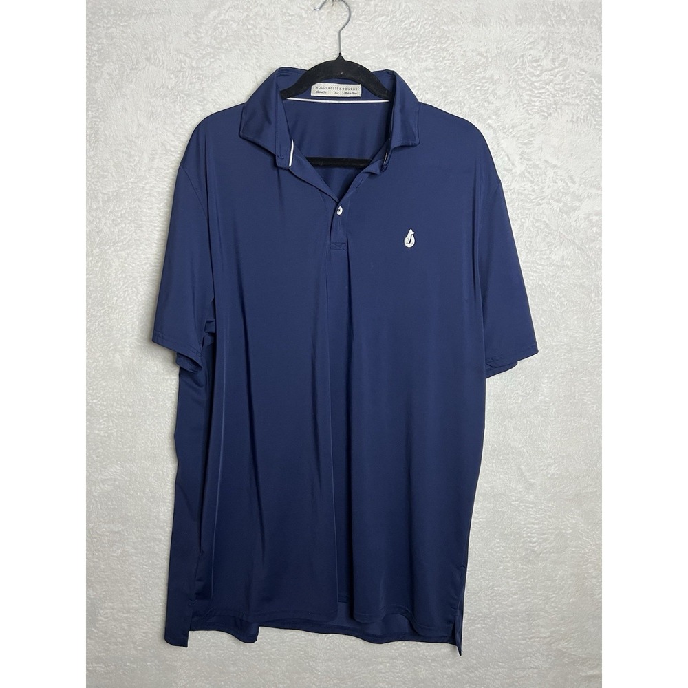 Holderness & Bourne Polo Shirt Men XL Blue Performance Golf Stretch Korea
